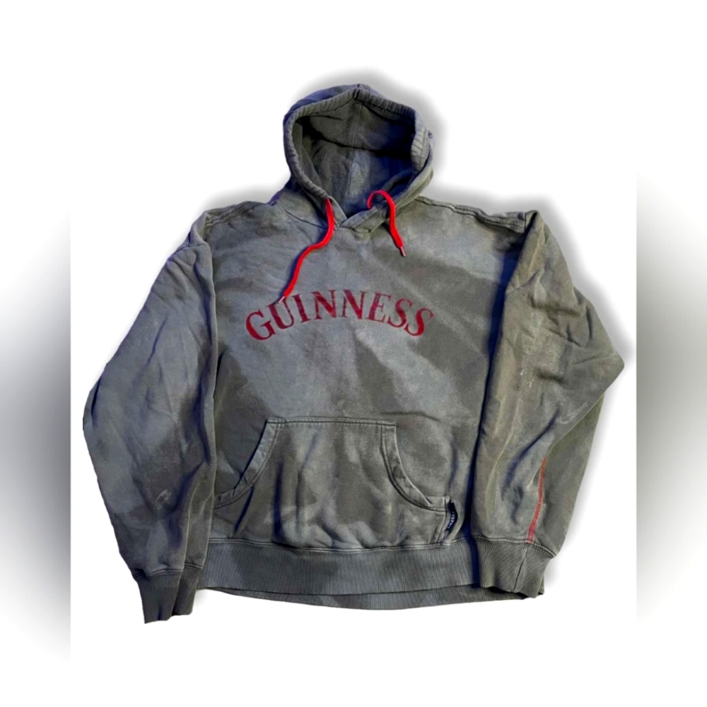 Guinness Greenish-Grey TyeDye With Red Logo Hoodie, Size XXL